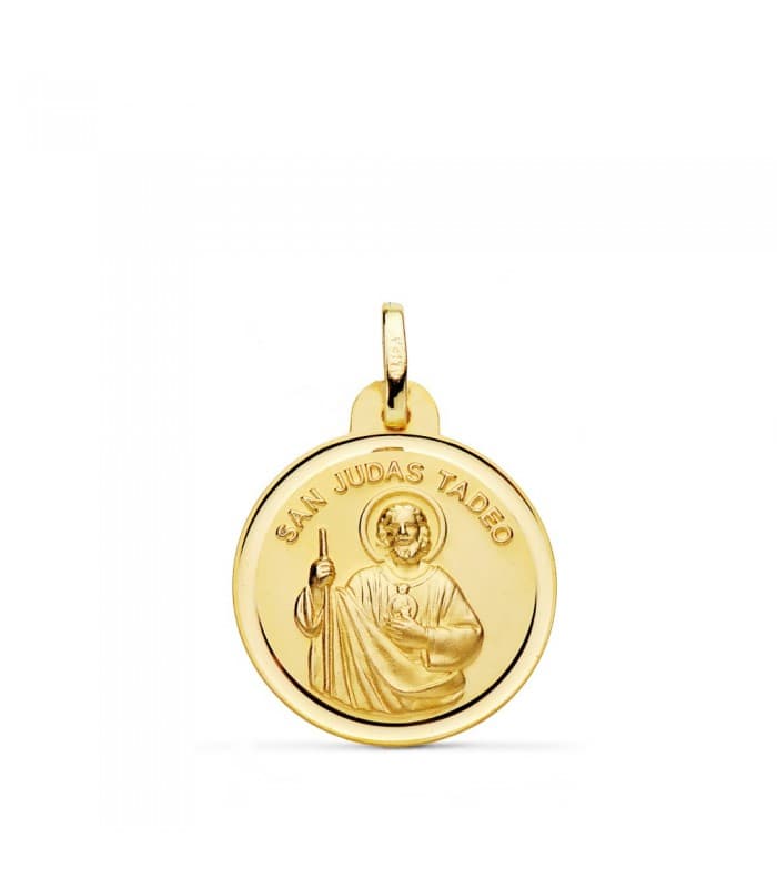 Medalla San Judas Tadeo Oro 18K 20mm joya religiosa santo devoción