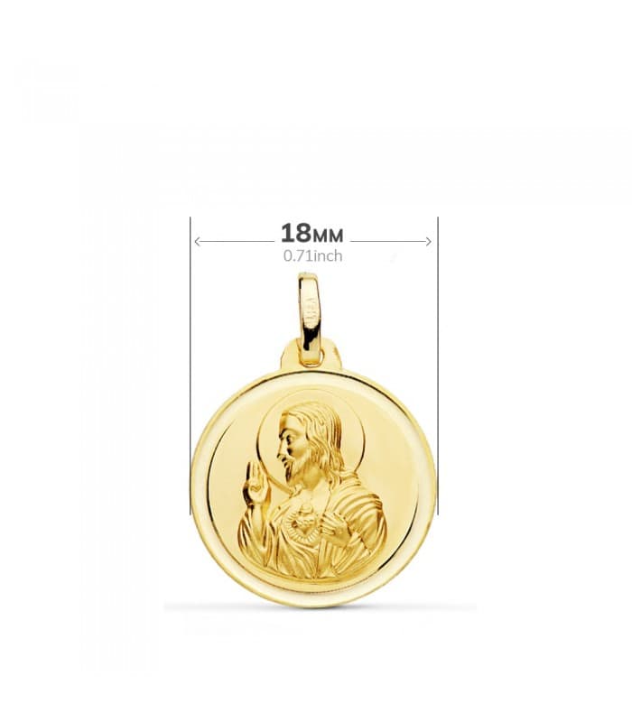 Colgante escapulario V. Carmen/Corazón de Jesús bisel  18 mm medalla religiosa comunión