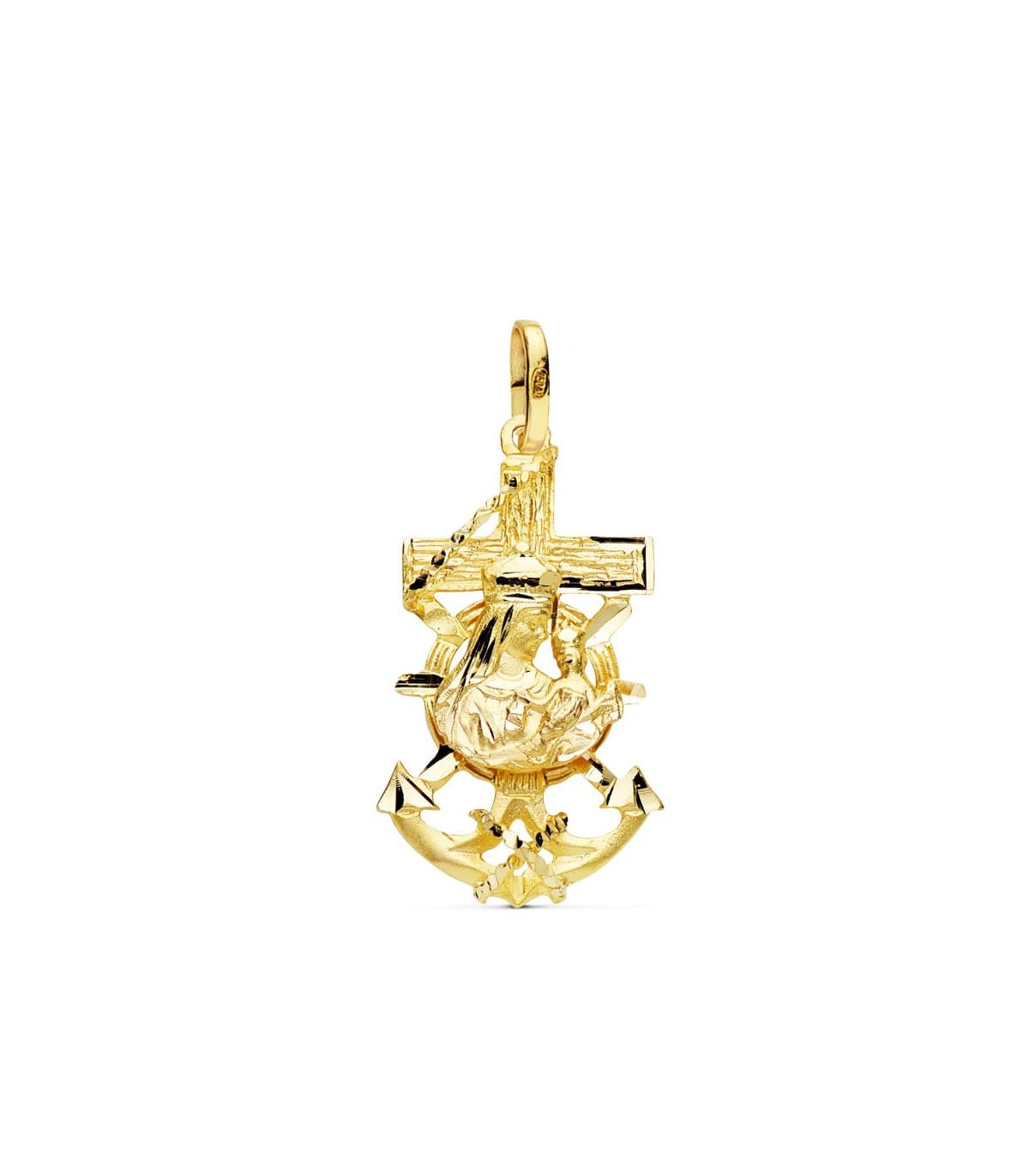 Cruz Marinera Virgen del Carmen Oro 18K 25 mm