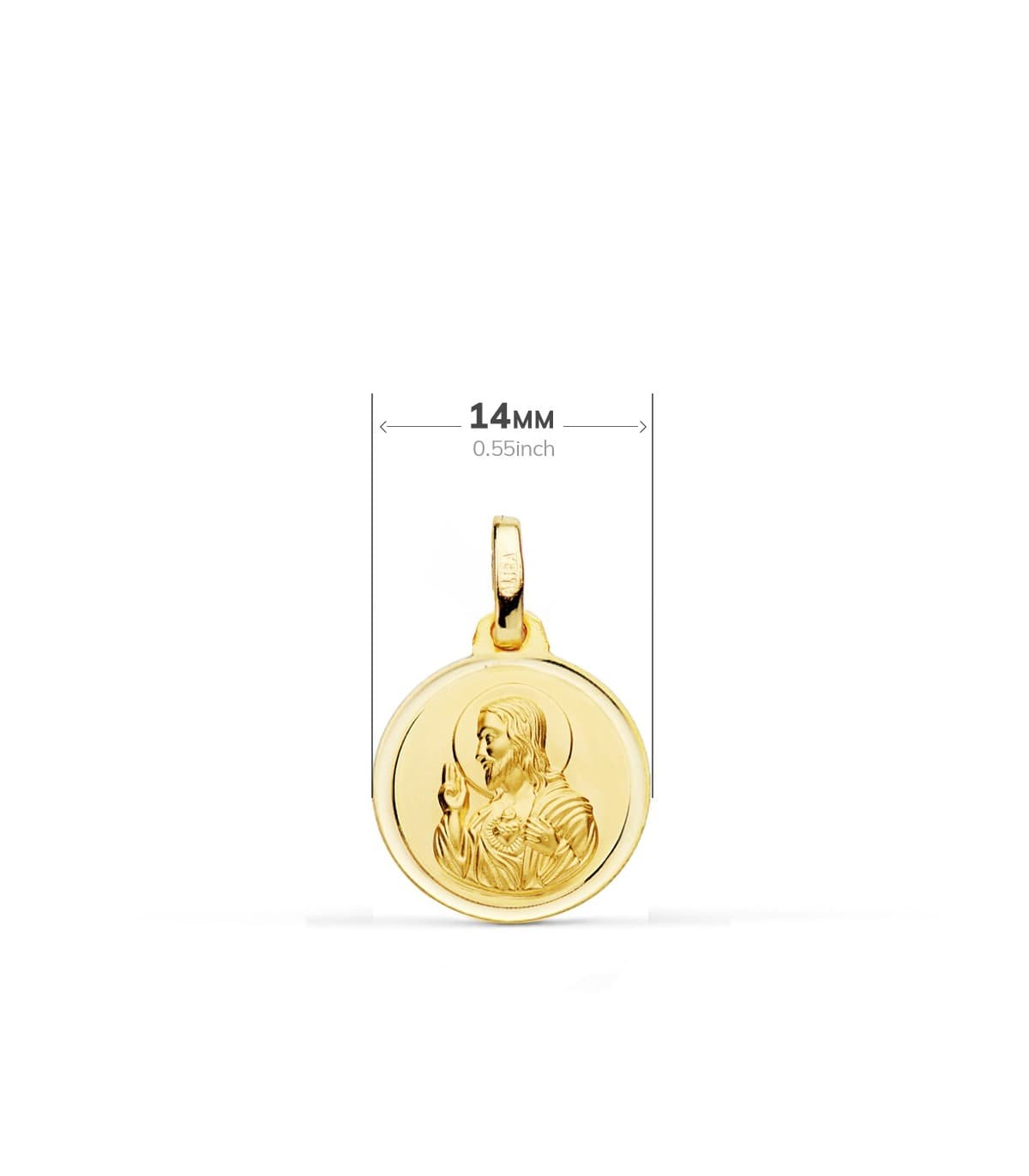 Scapolare del Carmelo Sacro Cuore di Gesù Oro 18Kt 14 mm bordo lucido
