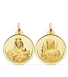 Medalla religiosa colgante escapulario virgen del Carmen y Jesucristo medallón oro