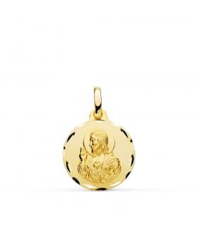 Scapolare Sacro Cuore di Gesù e Madonna del Carmine - Oro giallo 750 16mm