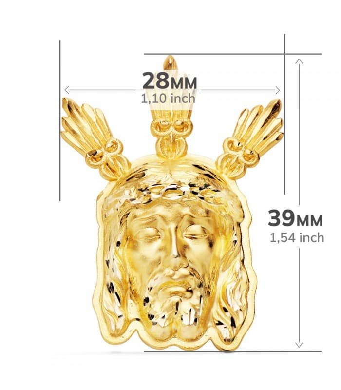 Pendentif Portrait du Christ Or 18K 39mm Puissances