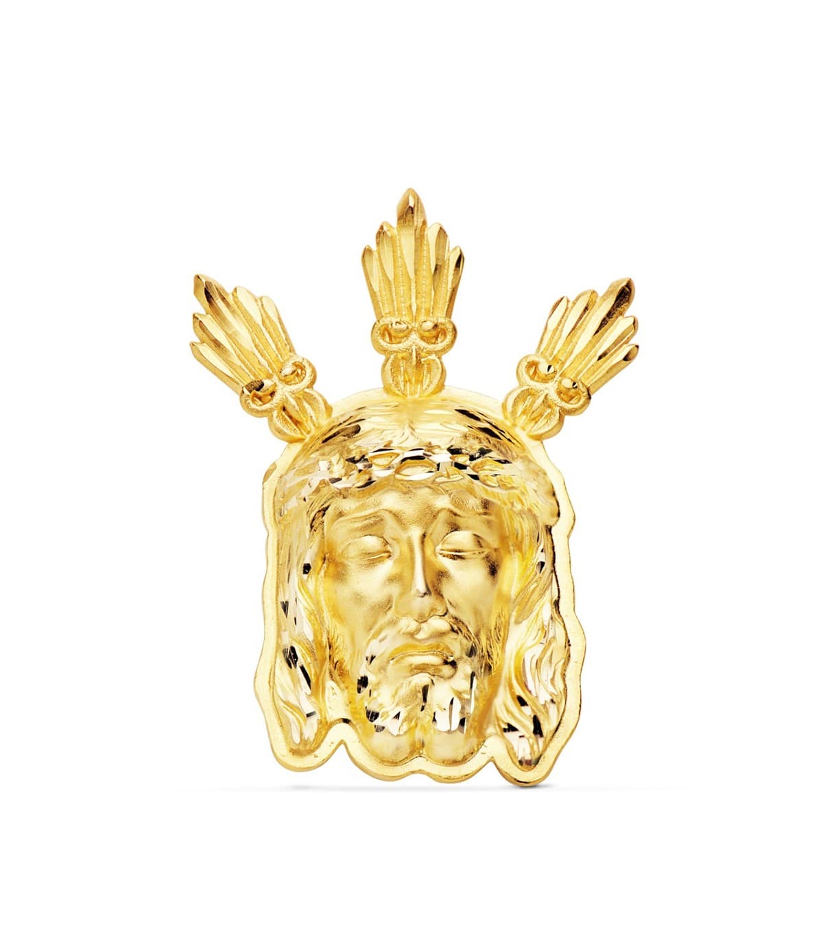 Colgante Rostro Cristo Oro 18K 39mm Potencias medalla religiosa grabado personalizado