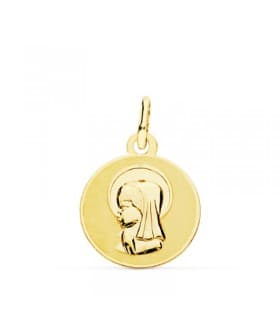 Medalla Virgen niña Oro 18K 14mm Matizada