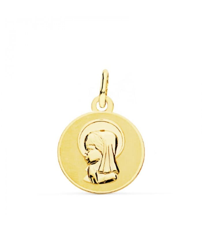Medalla Virgen niña Oro 18K 14mm Matizada