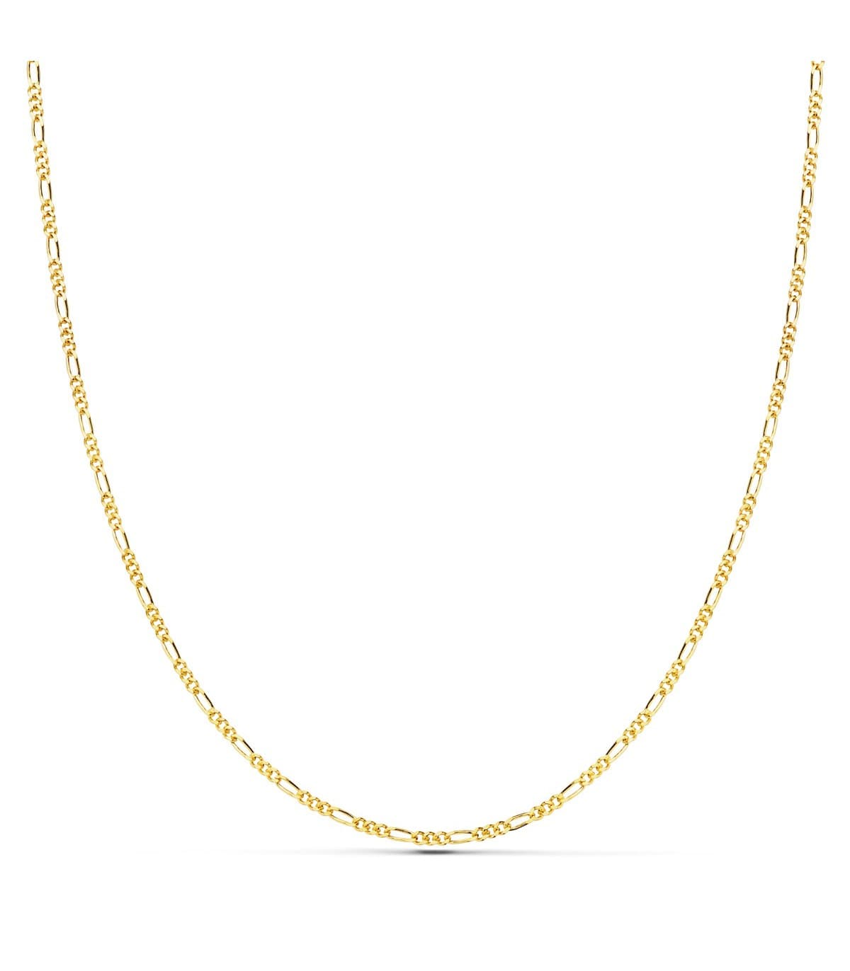 Chaîne en or jaune 750, modèle Figaro - 1 mm x 60 cm, collier long pour homme, maille massive.