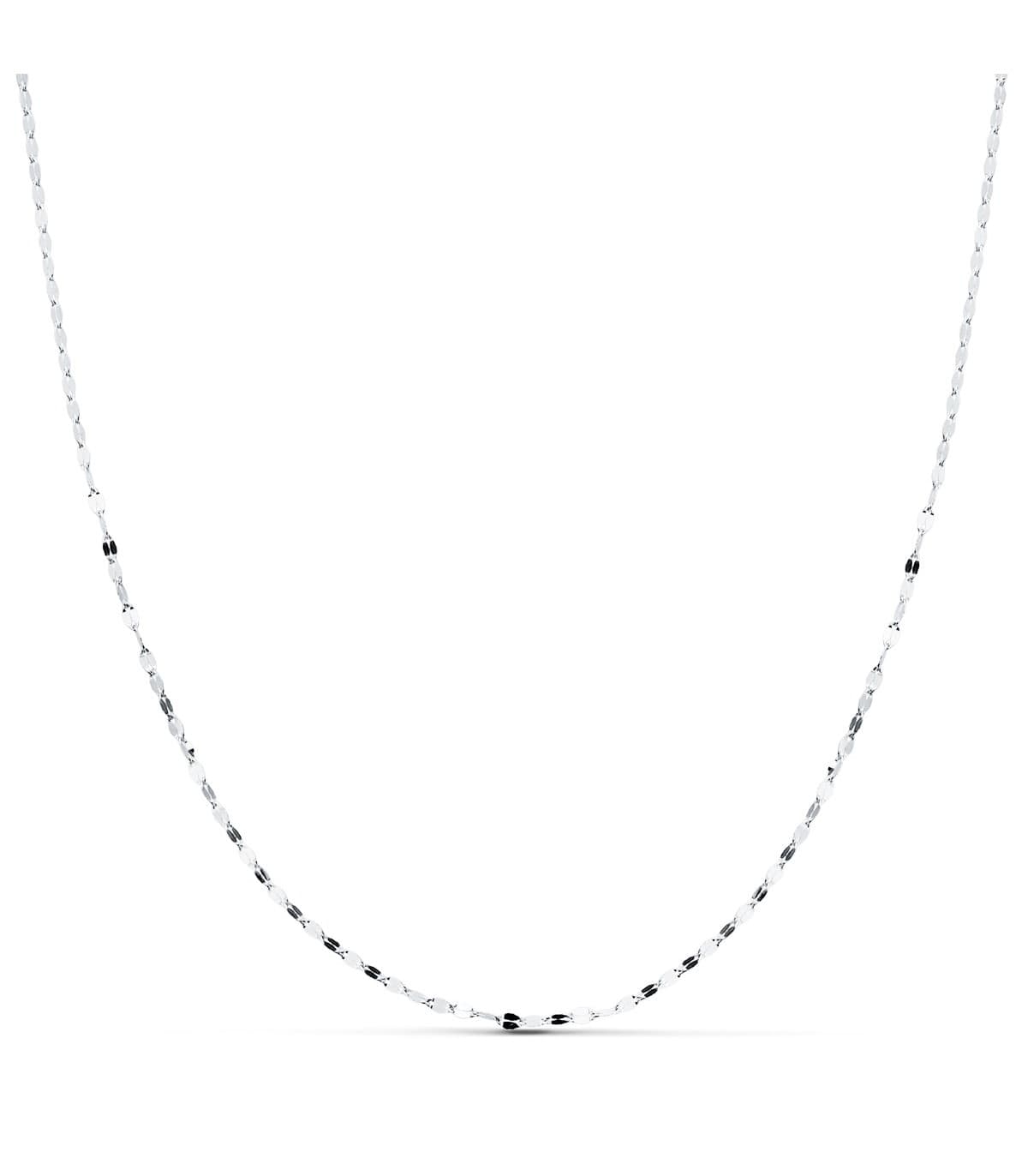 Catena sottile in Oro Bianco, maglia Specchietto 1.2 mm 45 cm, Catena ideale per collana donna.