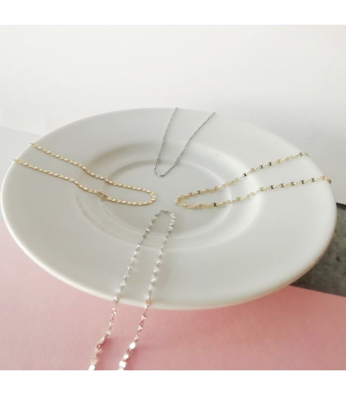 Cadena Fígaro Oro Blanco 18K 1mm 40cm collar mujer