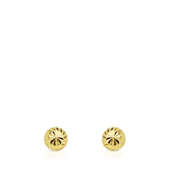 Clous d'oreilles or jaune Annunziata 4 mm 18 Carats, forme boules