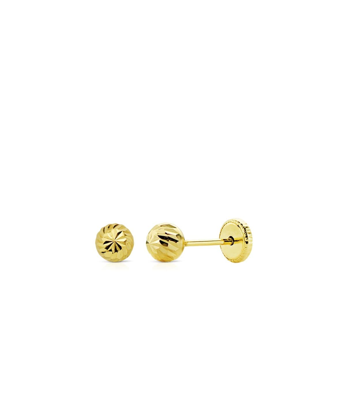Pendientes bola tallada rosca niña 5mm oro amarillo 18k
