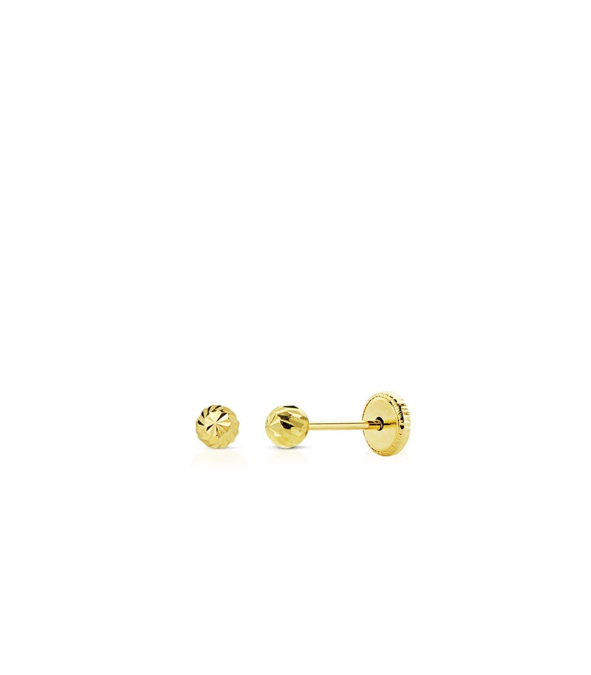 Pendientes de rosca oro amarillo Annunziata 3 mm 18K, bolas talladas para bebé y recién nacida