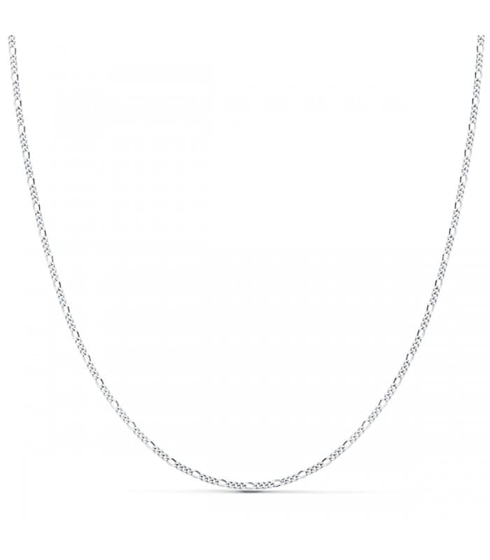 Collana catena da donna a maglia  3+1 Figaro - Oro bianco 750 40 cm