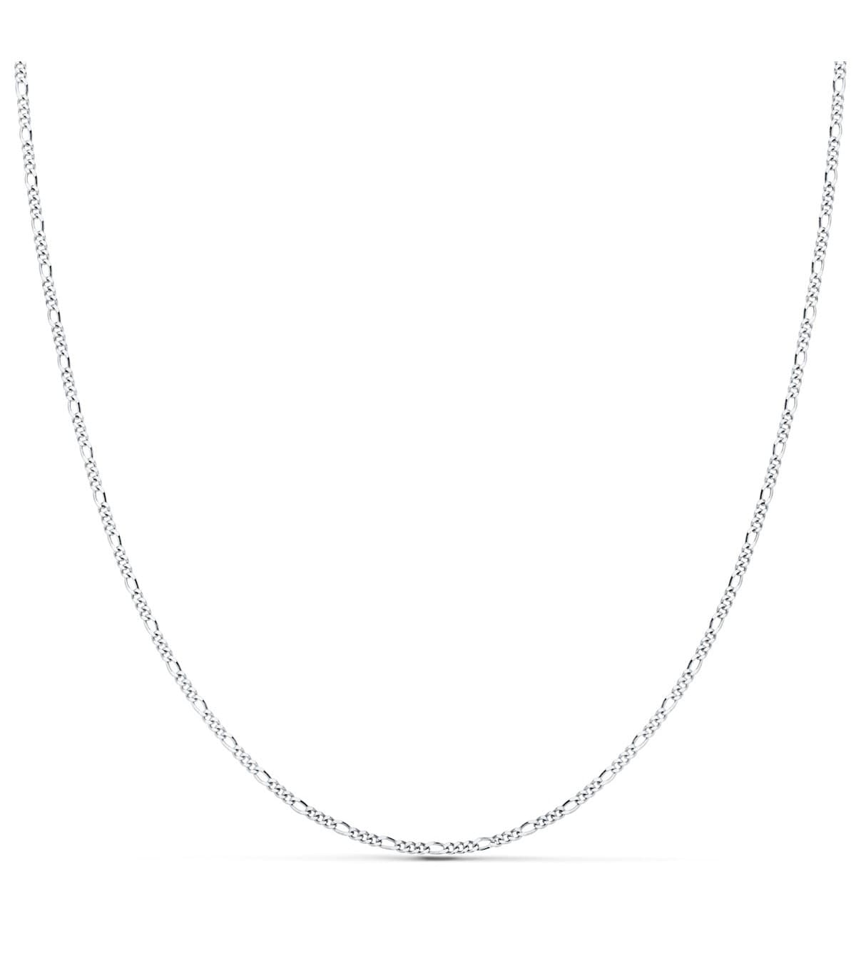 Cadena Fígaro Oro Blanco 18K 1mm 40cm collar mujer