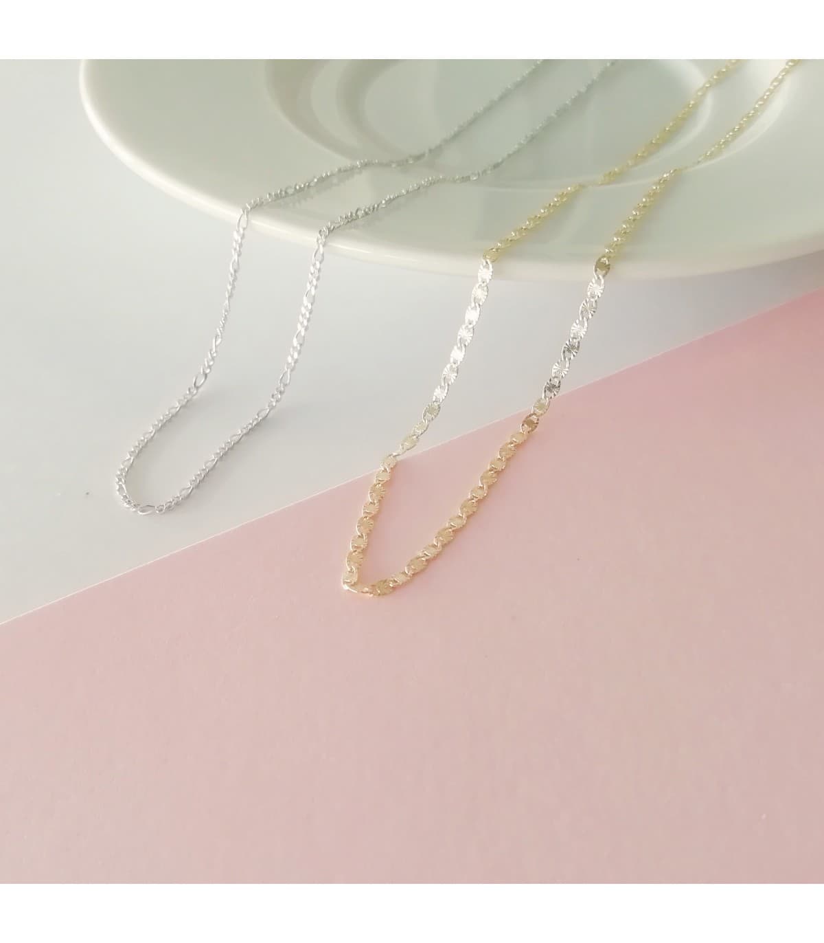Cadena Fígaro Oro Blanco 18K 1mm 45cm collar mujer joyeria online