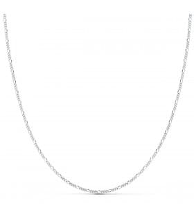 Chaîne Figaro alternée Or Blanc 18K 1mm 45cm