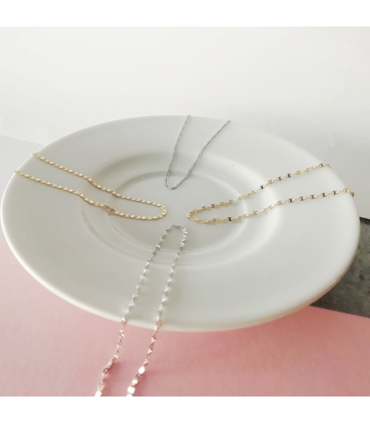 Cadena Fígaro Oro Blanco 18K 1mm 50cm collar mujer cadenas joyeria online