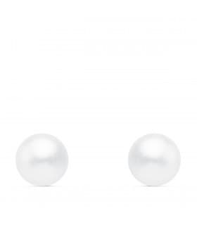 Orecchini con perle coltivate d'acqua dolce a bottone, in oro giallo 18 kt, 7 mm | Gioielli donna