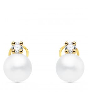 Orecchini donna Cira oro giallo 18kt - Orecchini di Perla coltivata e zircone