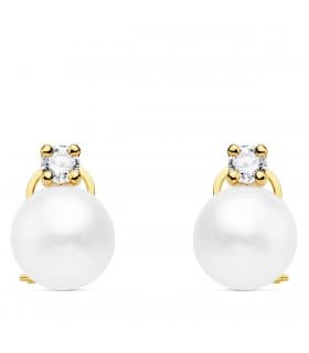 Orecchini donna Danae oro giallo 18kt - Orecchini di Perla coltivata 11 mm e zircone
