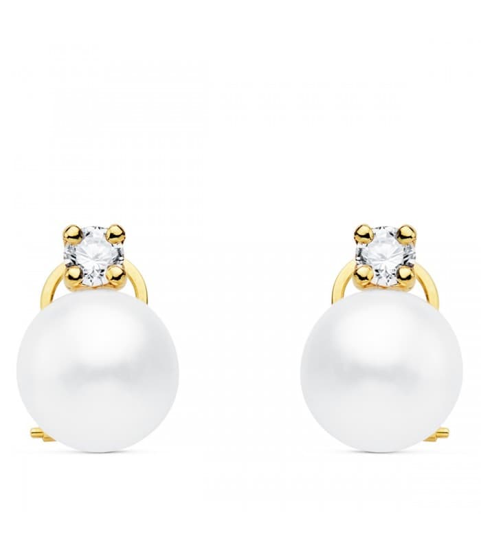 Orecchini donna Danae oro giallo 18kt - Orecchini di Perla coltivata 11 mm e zircone