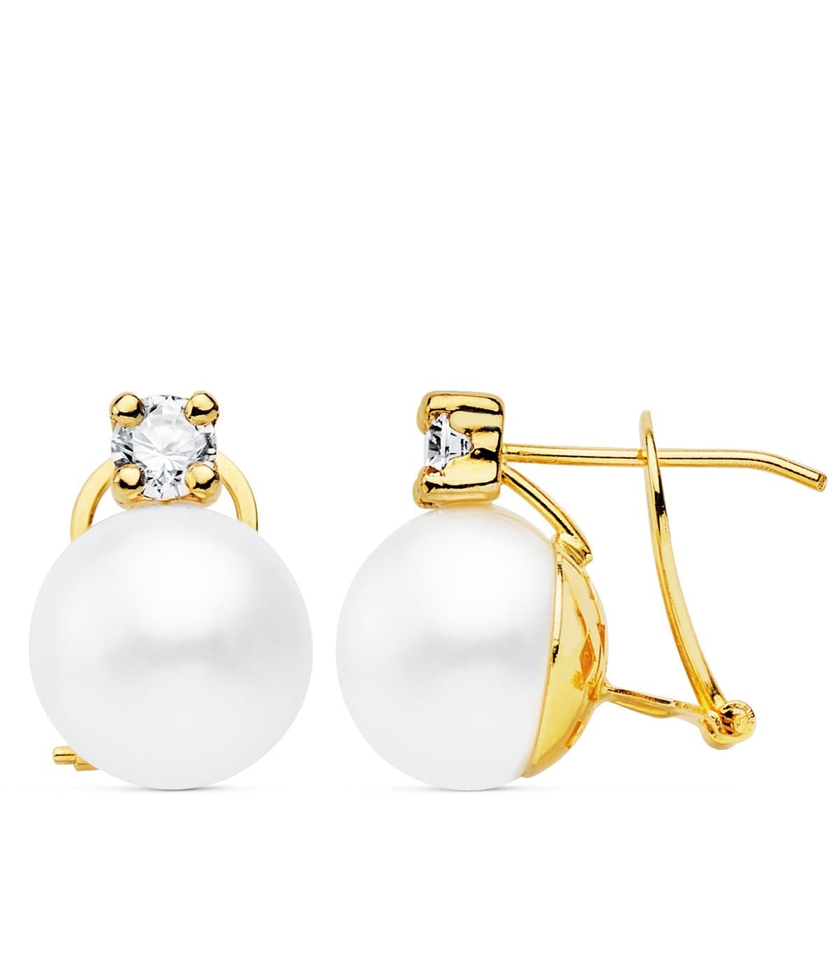 Orecchini donna Danae oro giallo 18kt - Orecchini di Perla coltivata 11 mm e zircone
