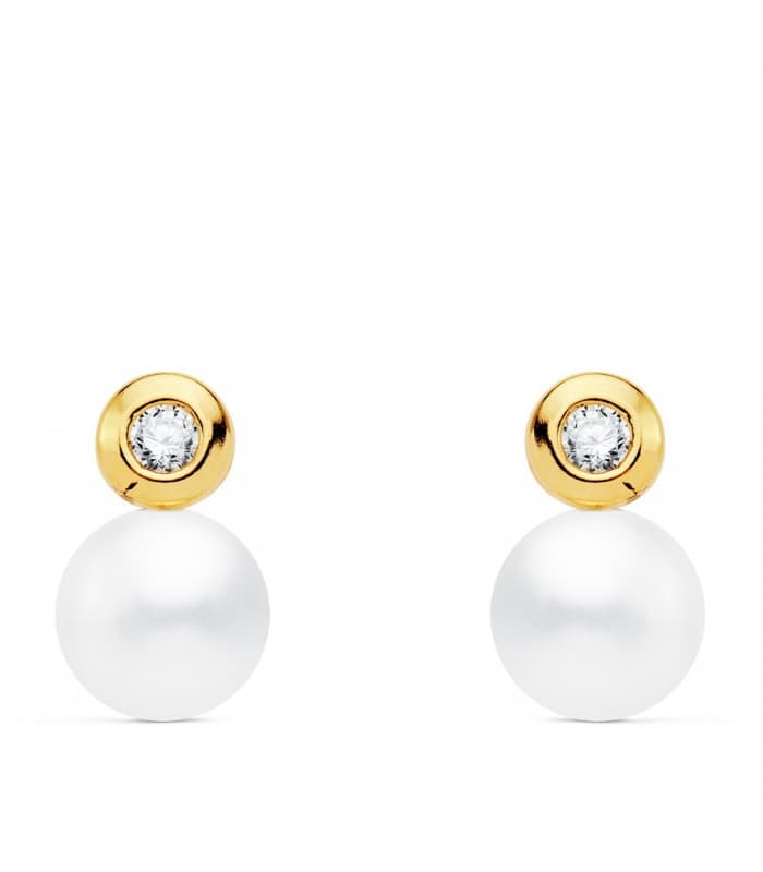 Orecchini design “Toi e Moi”, con perle e punto luce da 4 mm - Dawa oro giallo 750