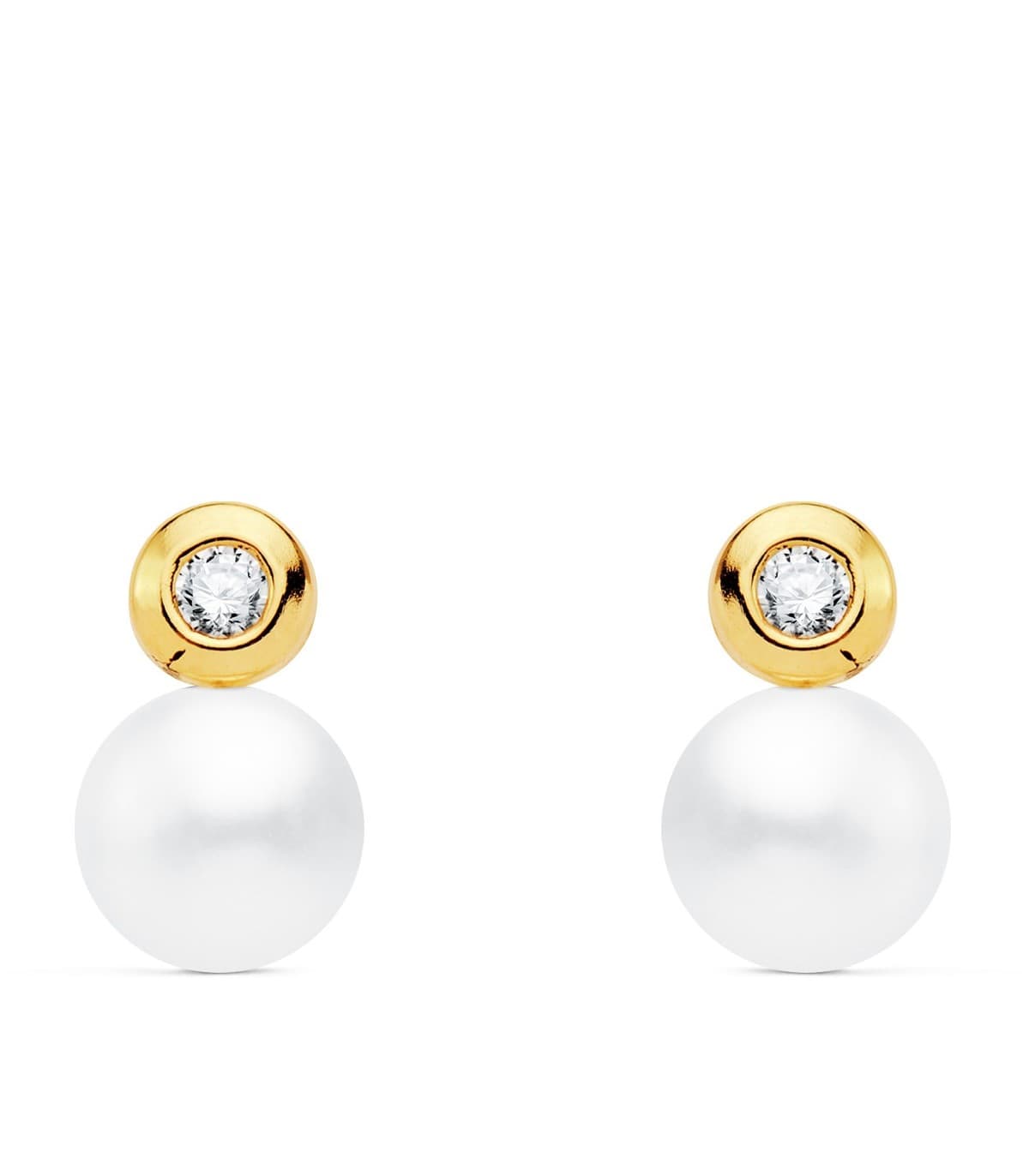 Orecchini design “Toi e Moi”, con perle e punto luce da 4 mm - Dawa oro giallo 750