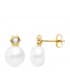 Boucles d'oreilles Enfant zircon et perle blanche 8 mm.