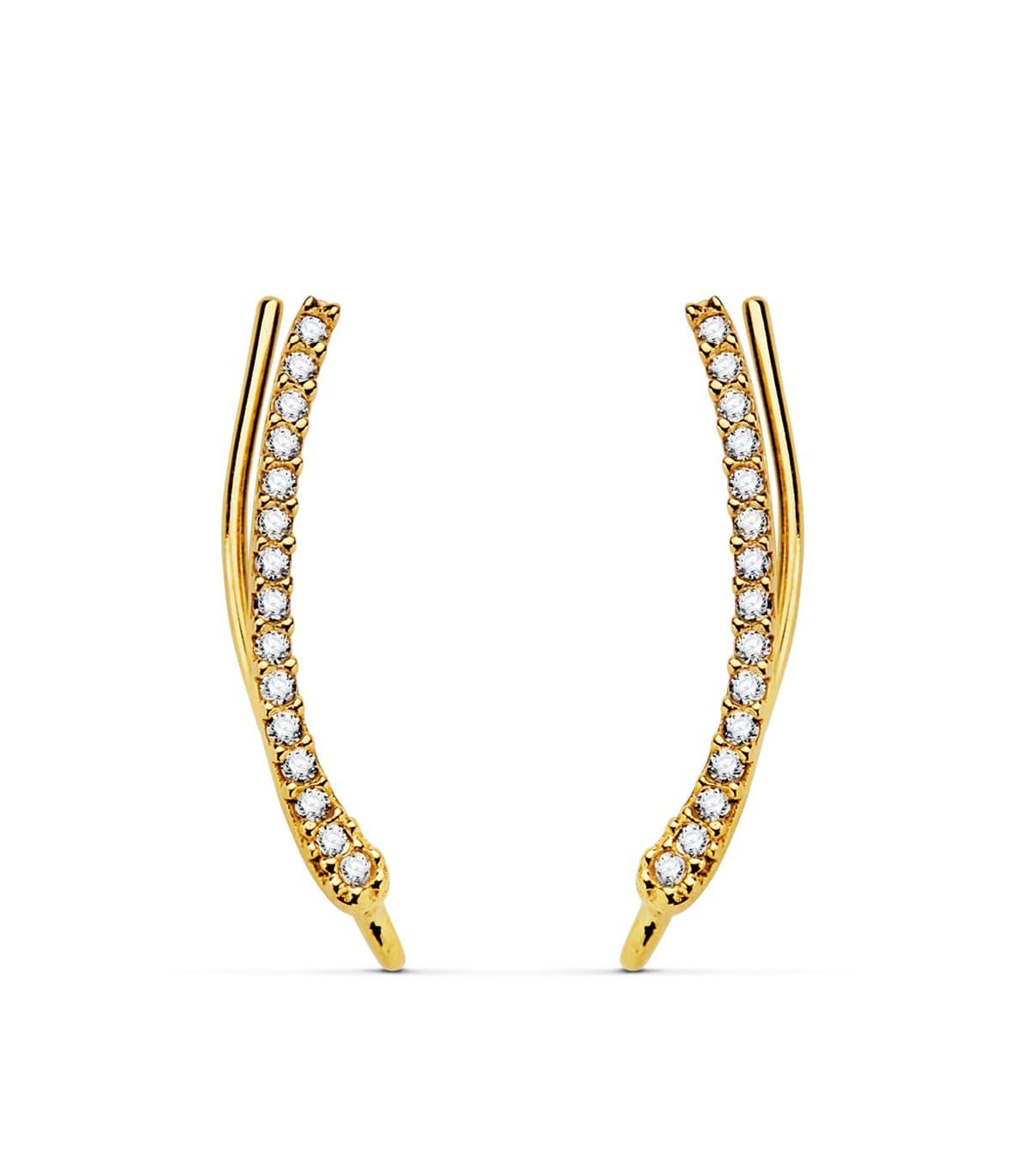 Ear climber Gelbgold 750 Ohrstecker - Ohrklemmen weiß Zirkonia |Ohrschmuck Damen