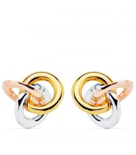 Orecchini donna Noeud Oro tricolore 18kt 14mm - Oro rosa, giallo e bianco | Orecchini a lobo gomitolo