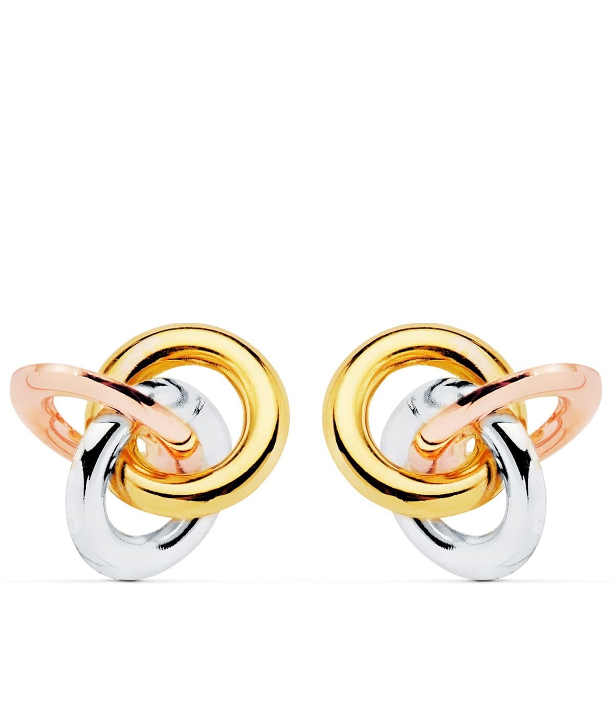 Pendientes Mujer Nudo Oro Tricolor 18K 14mm