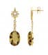 Pendientes Maryland Oro Amarillo 18K Piedra Fumé elegantes invitada boda
