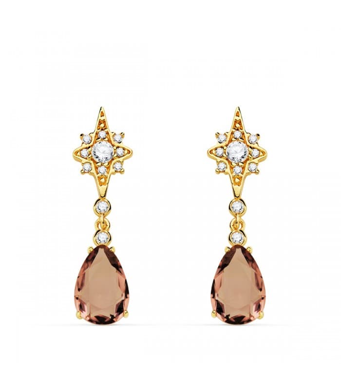 Boucles d'oreilles Iowa Or Jaune 18K Pierre Marsala