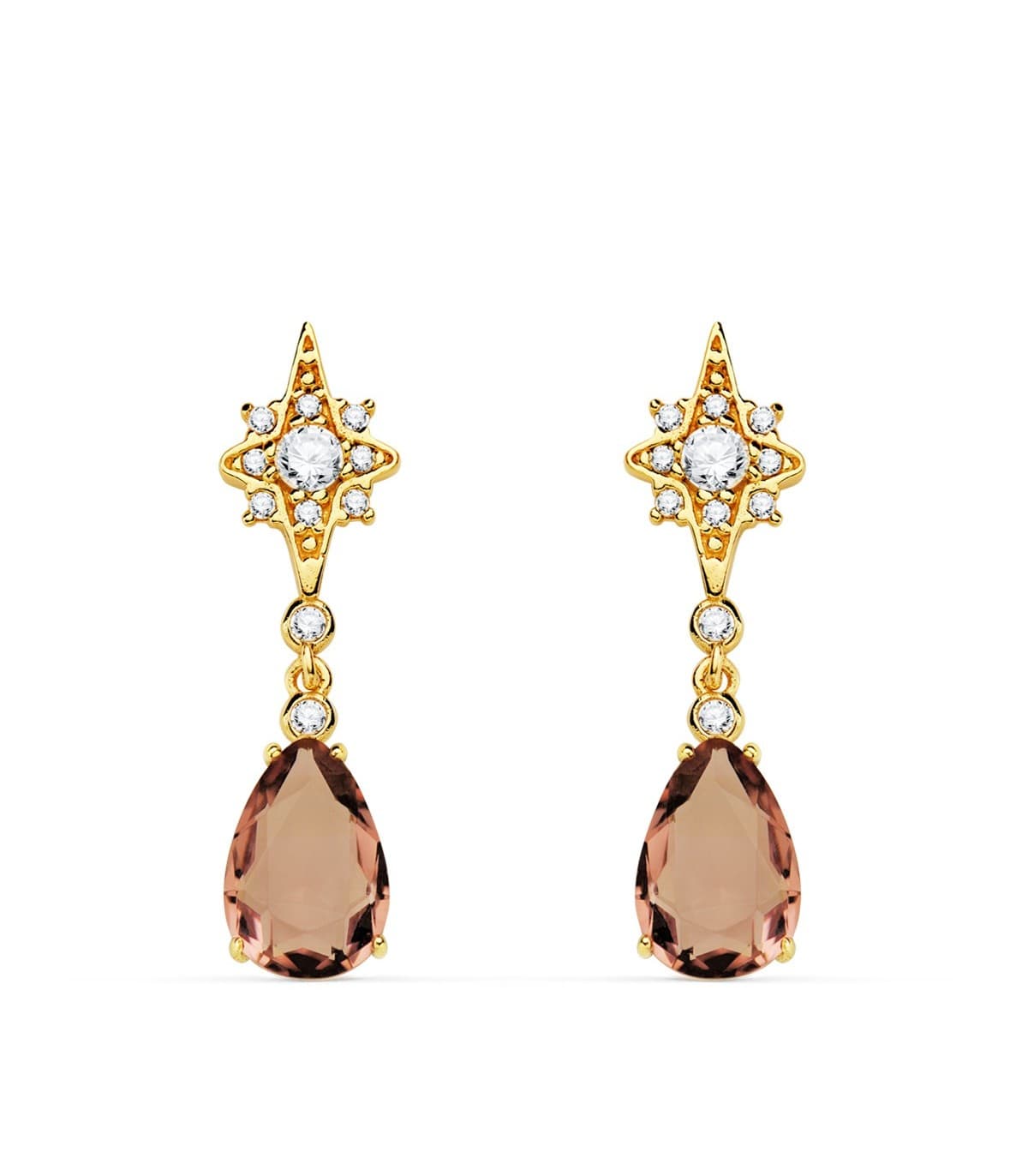 Boucles d'oreilles Iowa Or Jaune 18K Pierre Marsala