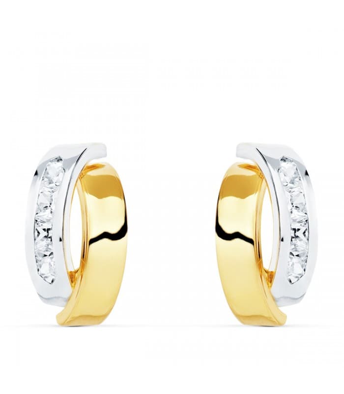 Ohrclips 18K Gold - Creolen Glatt, Gewölbte, Gelb- und Weissgold | Damen Ohrringe Atlanta Bicolor