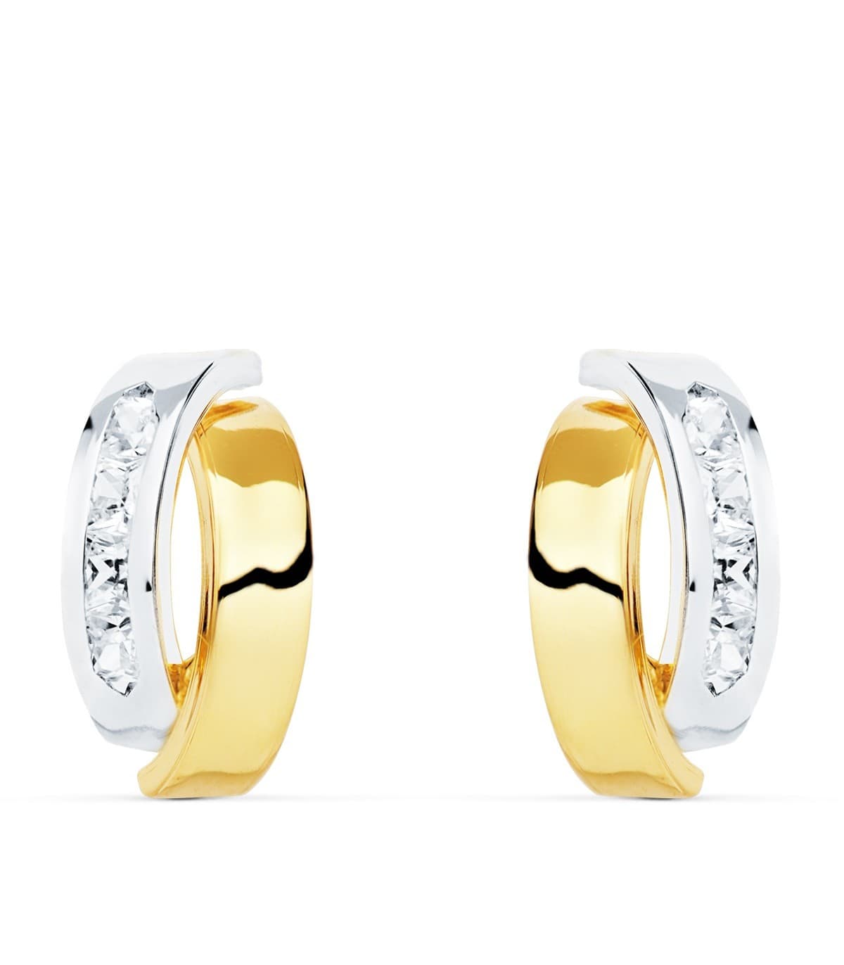 Ohrclips 18K Gold - Creolen Glatt, Gewölbte, Gelb- und Weissgold | Damen Ohrringe Atlanta Bicolor