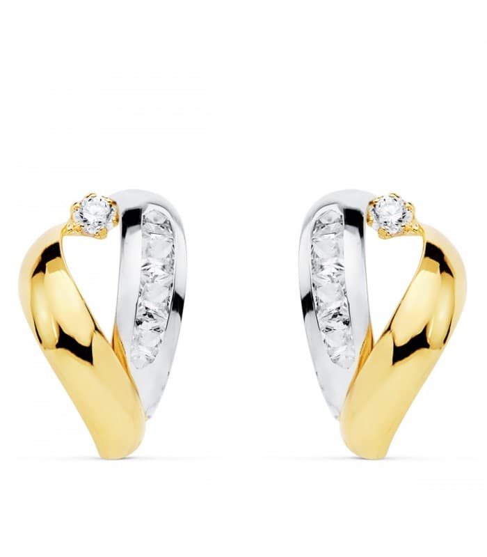 Pendientes Bandas Illinois Oro Bicolor 18K