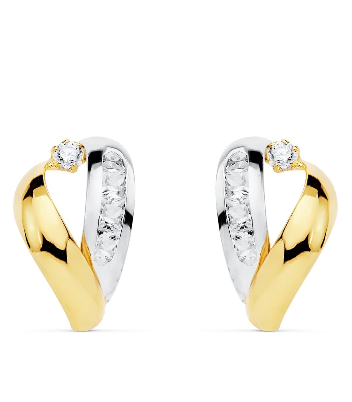 Pendientes Bandas Illinois Oro Bicolor 18K