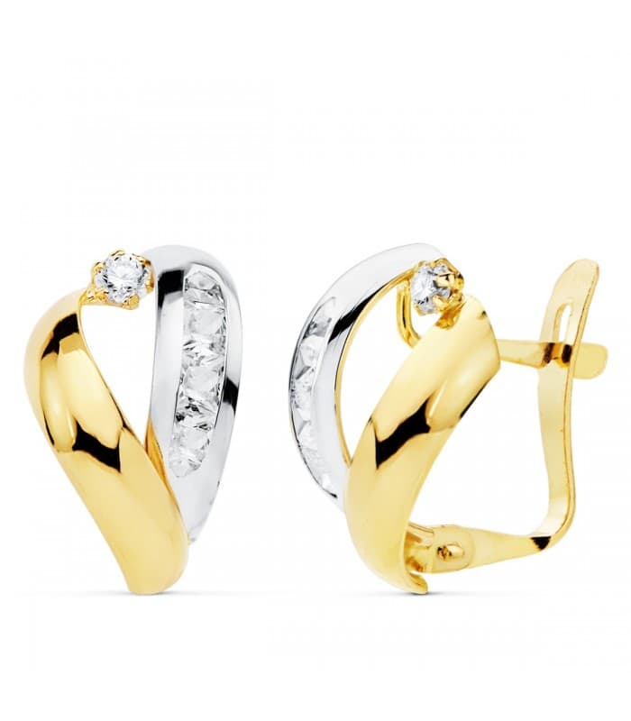 Pendientes Bandas Illinois Oro Bicolor 18K