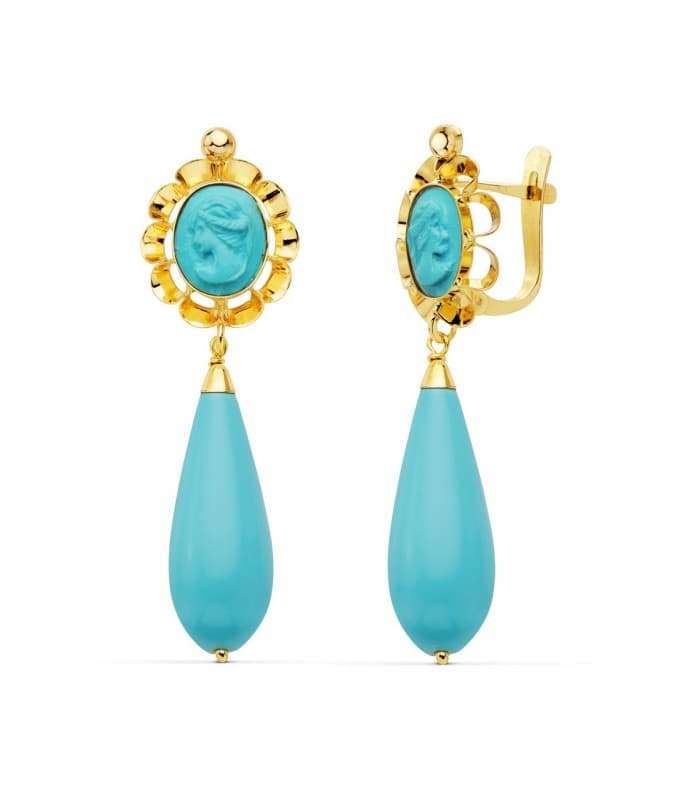 Boucles d'oreilles Pendantes Marisol Turquoise Or 18K 47mm