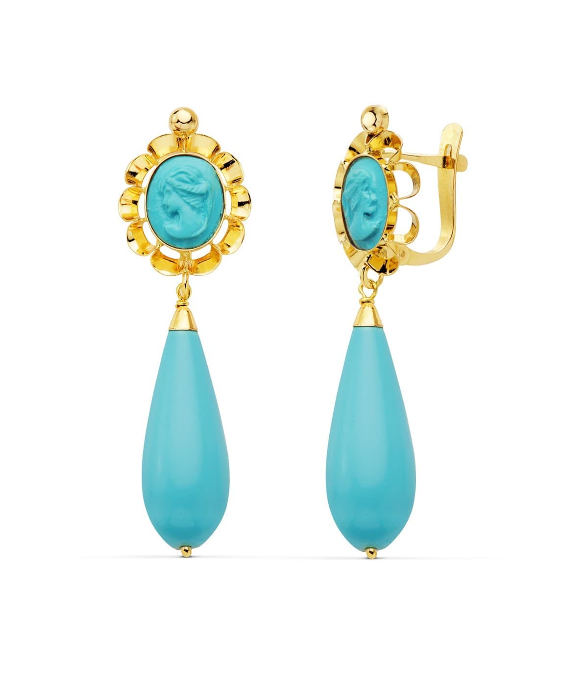 Boucles d'oreilles Pendantes Marisol Turquoise Or 18K 47mm