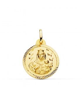 Medalla Virgen Carmen Oro 18K 20mm Hélice joya personalizada grabado inscripción