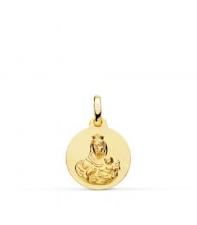 Escapulario Virgen del Carmen y Corazón de Jesús 16 MM 18 K
