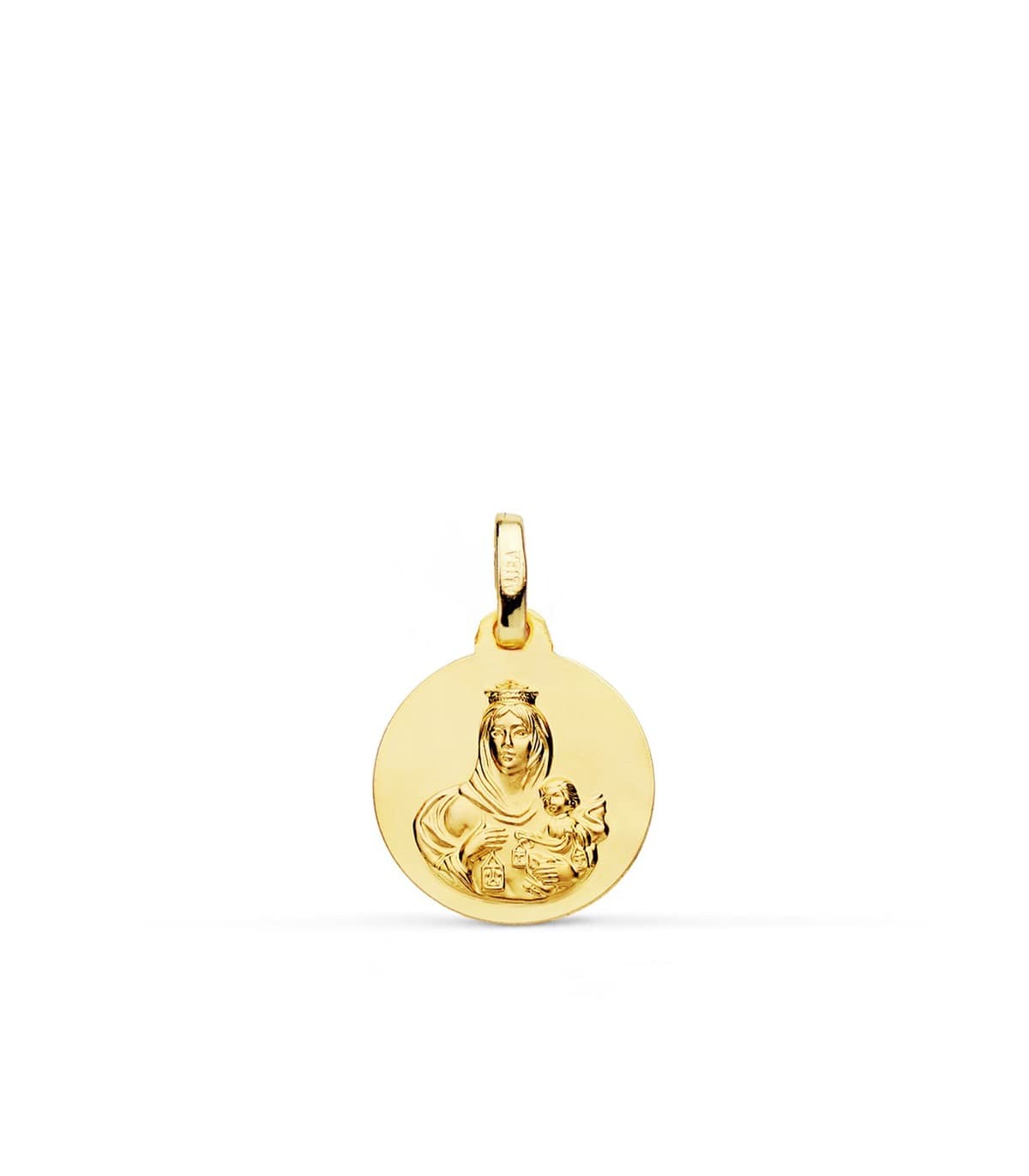 Escapulario Virgen del Carmen y Corazón de Jesús 16 MM 18 K