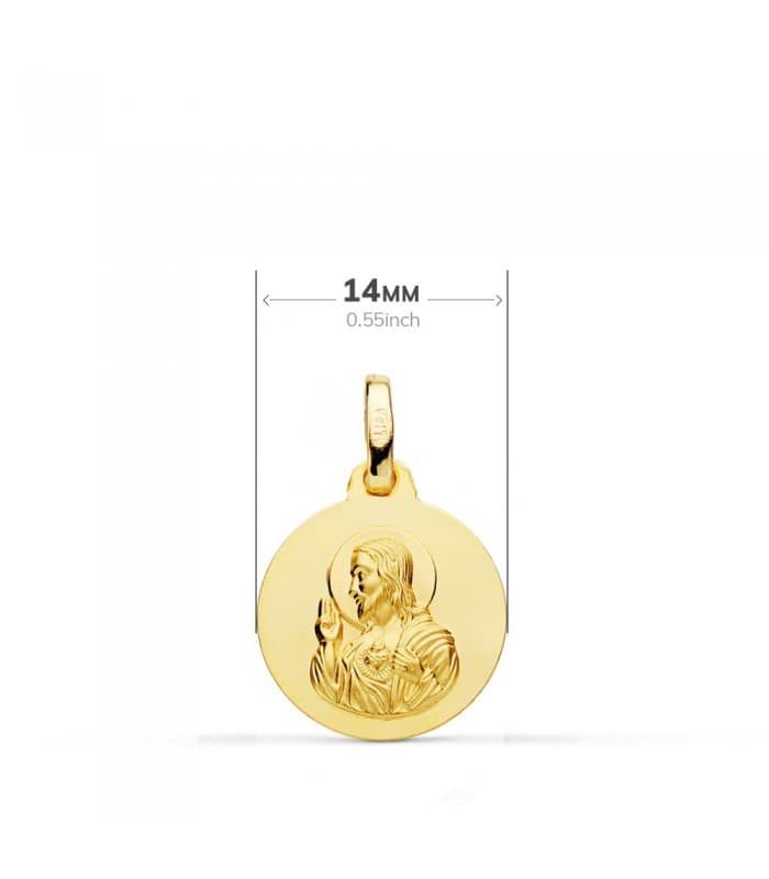 Escapulario Virgen del Carmen y Corazón de Jesús 16 MM 18 K