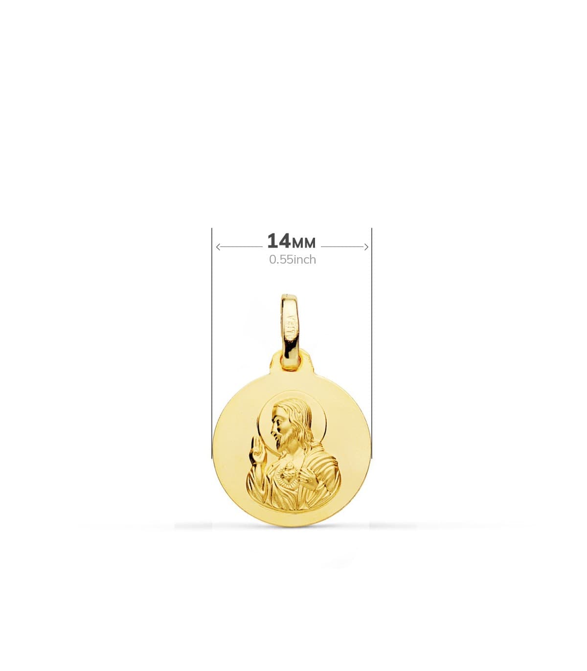 Escapulario Virgen del Carmen y Corazón de Jesús 16 MM 18 K