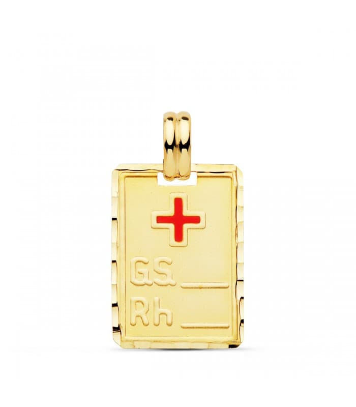 Placa RH ORO AMARILLO 18 KILATES GRABADO JOYA PERSONALIZADA GRUPO SANGUÍNEO