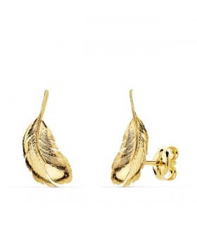 Boucles d'oreilles Grimpeurs Plume Or Jaune 18K