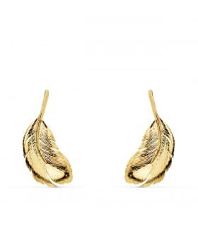 Boucles d'oreilles Grimpeurs Plume Or Jaune 18K
